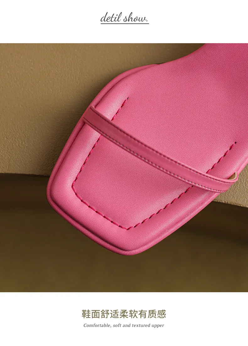 Chunky heeled square-toe sandals for summer, simple design, ankle strap, open toe, made of cowhide.