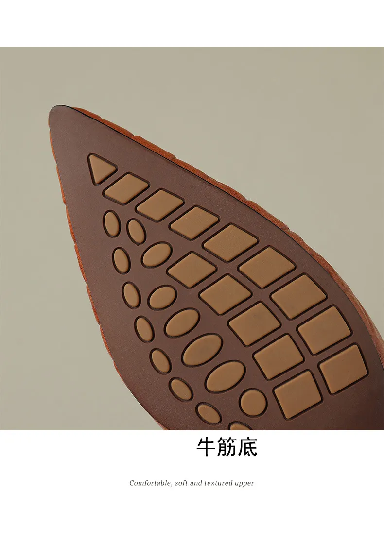 5cm stiletto heel, soft and comfortable all-leather sheepskin single shoes, women's autumn style, simple and fashionable Korean style, pointed toe and low mouth.