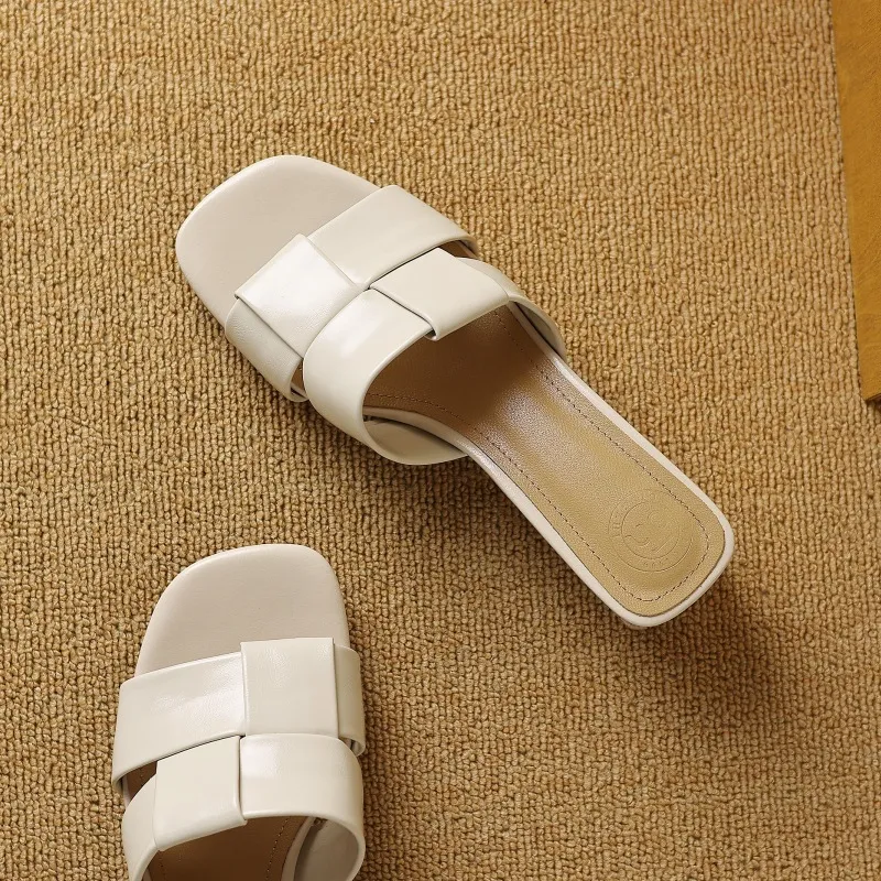 Summer sheepskin silver square-toe open-toe loafers to wear with skirts or as outerwear with chunky heels