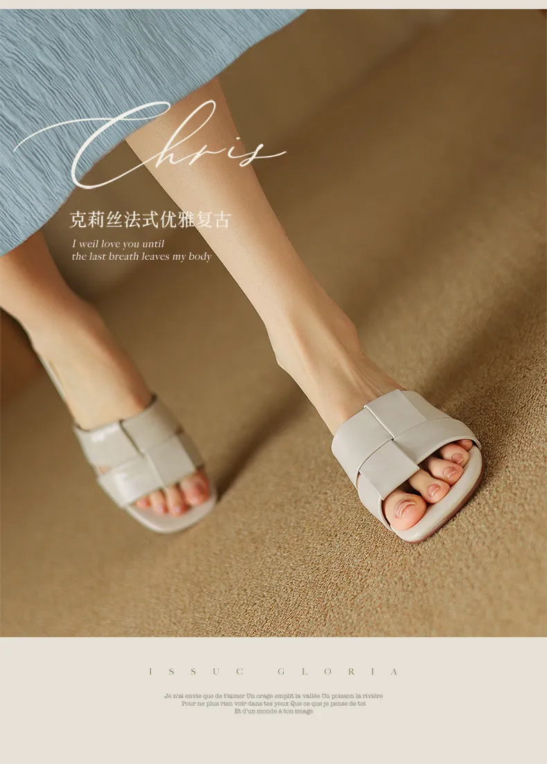 Summer sheepskin silver square-toe open-toe loafers to wear with skirts or as outerwear with chunky heels