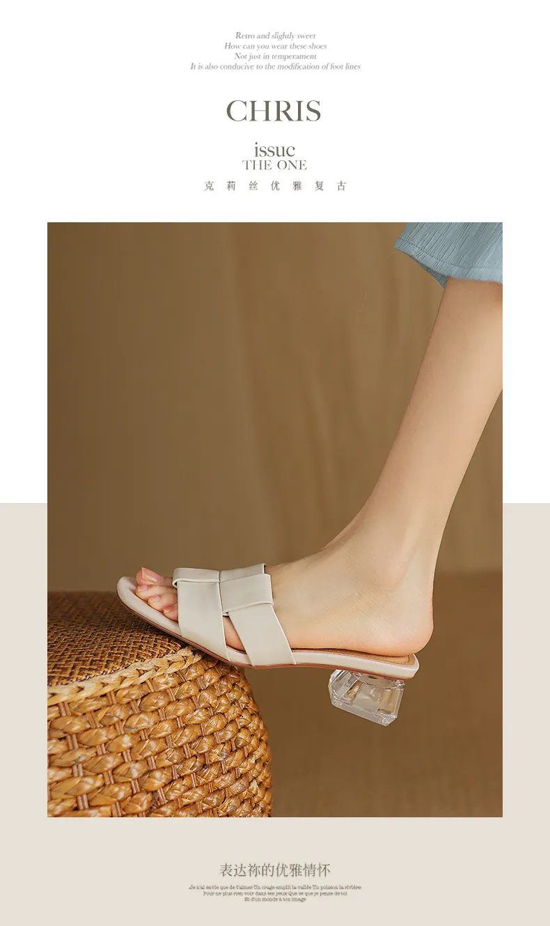 Summer sheepskin silver square-toe open-toe loafers to wear with skirts or as outerwear with chunky heels