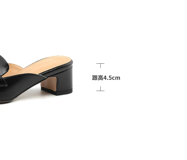 Sizes 34-39, 40, 41, 42, 43: Plus-size closed-toe backless sandals, chunky heel, mid-heel, pointed toe sandals.