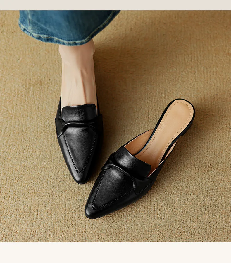 Sizes 34-39, 40, 41, 42, 43: Plus-size closed-toe backless sandals, chunky heel, mid-heel, pointed toe sandals.