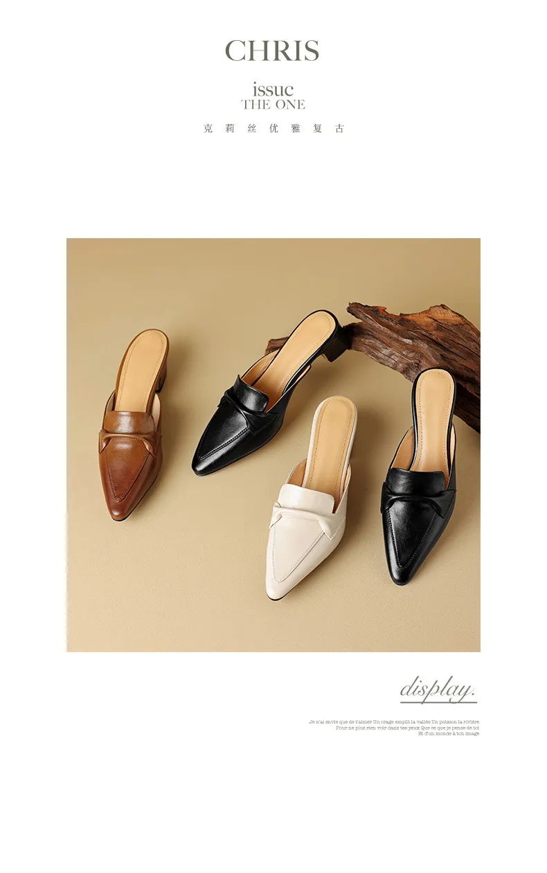 Sizes 34-39, 40, 41, 42, 43: Plus-size closed-toe backless sandals, chunky heel, mid-heel, pointed toe sandals.