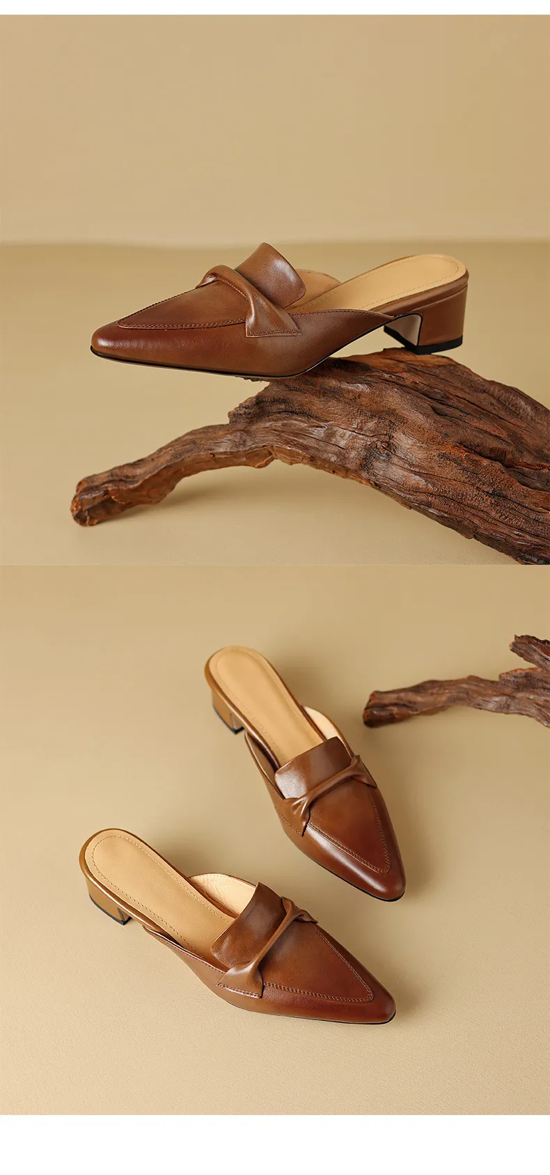 Sizes 34-39, 40, 41, 42, 43: Plus-size closed-toe backless sandals, chunky heel, mid-heel, pointed toe sandals.