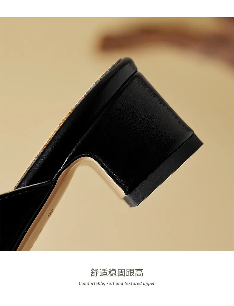 Sizes 34-39, 40, 41, 42, 43: Plus-size closed-toe backless sandals, chunky heel, mid-heel, pointed toe sandals.