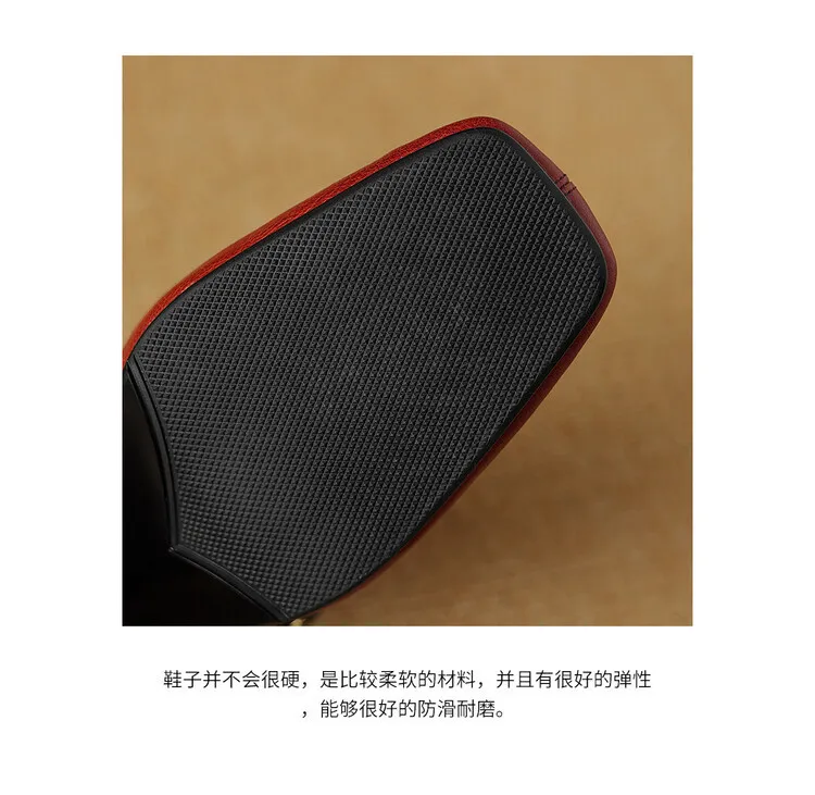 Autumn/Winter Square Toe Mary Jane Shoes with One Buckle, Black and Red Retro French Style Leather Shoes, Chunky Heel, 7-9F