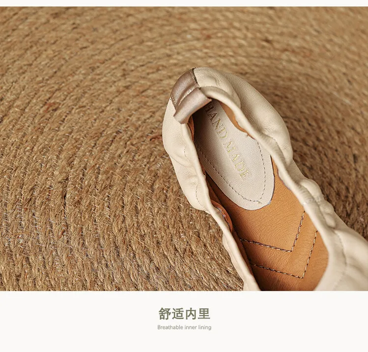 Soft sheepskin leather ballet flats with rubber soles, Mary Jane shoes, plus size women's shoes