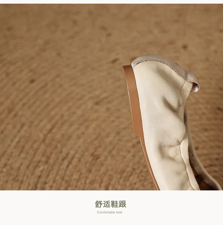 Soft sheepskin leather ballet flats with rubber soles, Mary Jane shoes, plus size women's shoes