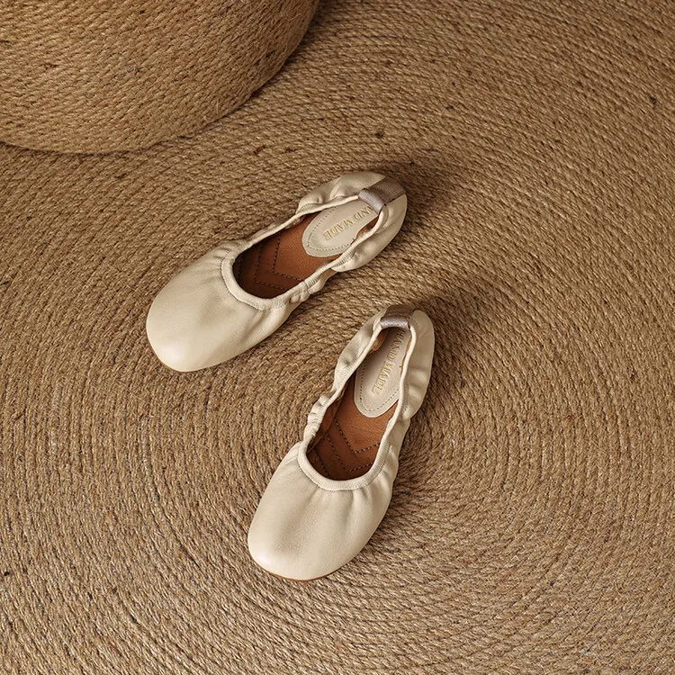 Soft sheepskin leather ballet flats with rubber soles, Mary Jane shoes, plus size women's shoes
