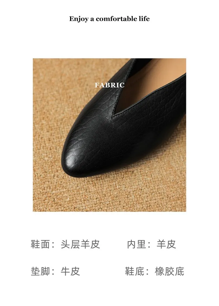 Women's soft leather, soft-soled granny shoes, retro solid color, minimalist chunky heel, low-cut work shoes, commuter slip-on shoes, sizes 7-16