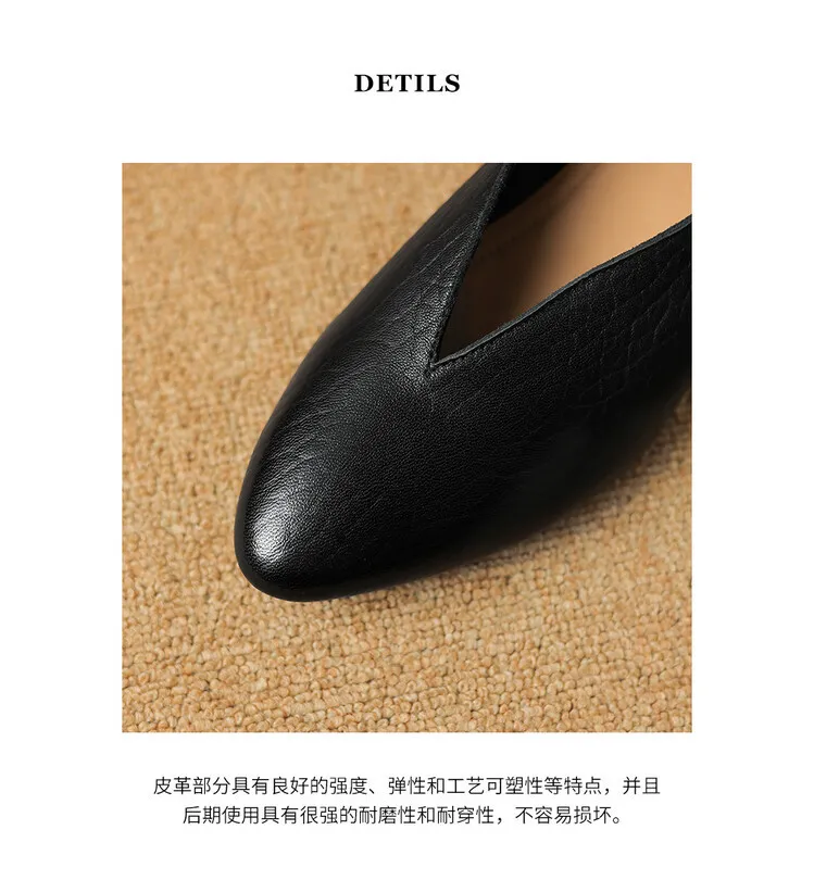 Women's soft leather, soft-soled granny shoes, retro solid color, minimalist chunky heel, low-cut work shoes, commuter slip-on shoes, sizes 7-16
