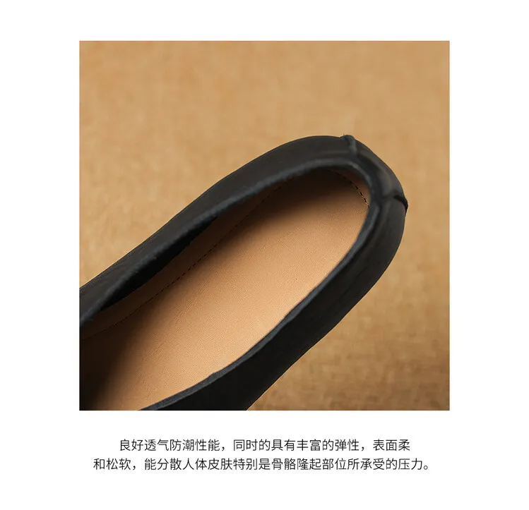 Women's soft leather, soft-soled granny shoes, retro solid color, minimalist chunky heel, low-cut work shoes, commuter slip-on shoes, sizes 7-16