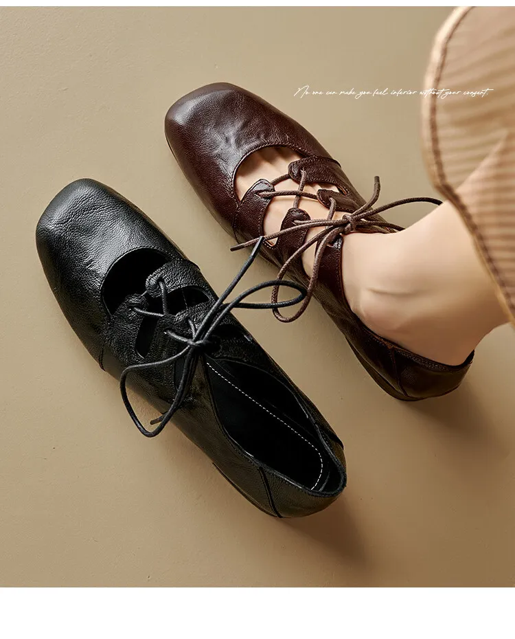 Square-toe, chunky heel, sheepskin, deep-cut, vintage handmade shoes, strappy Mary Jane shoes 7-22b