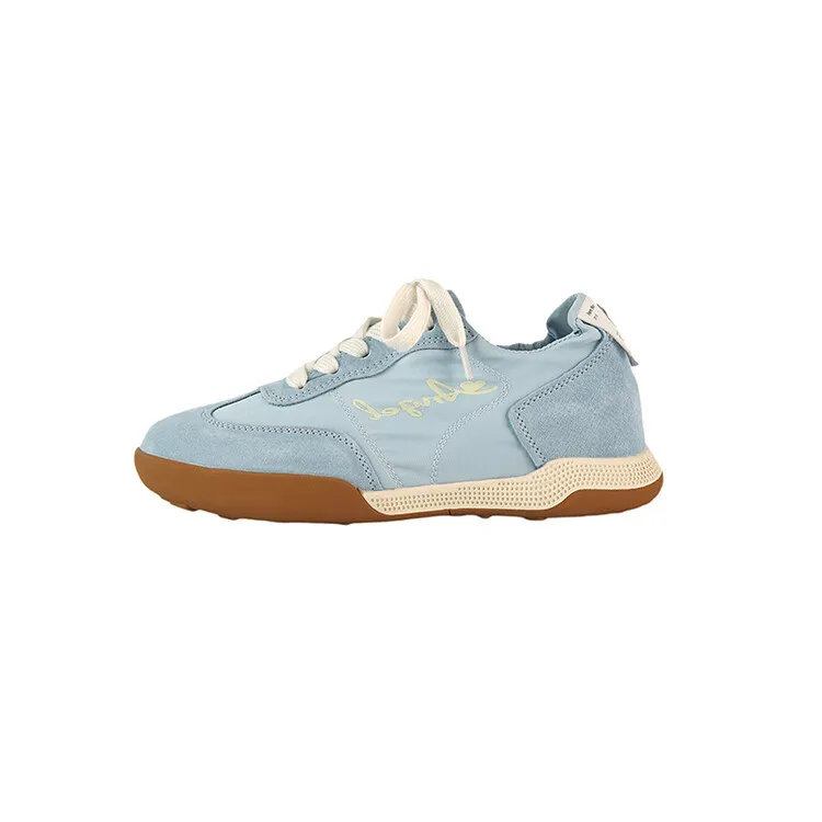 Gummy candy-colored autumn casual sneakers with hidden heel lift, round toe, color blocking, lace-up, women's shoes, 7-22f