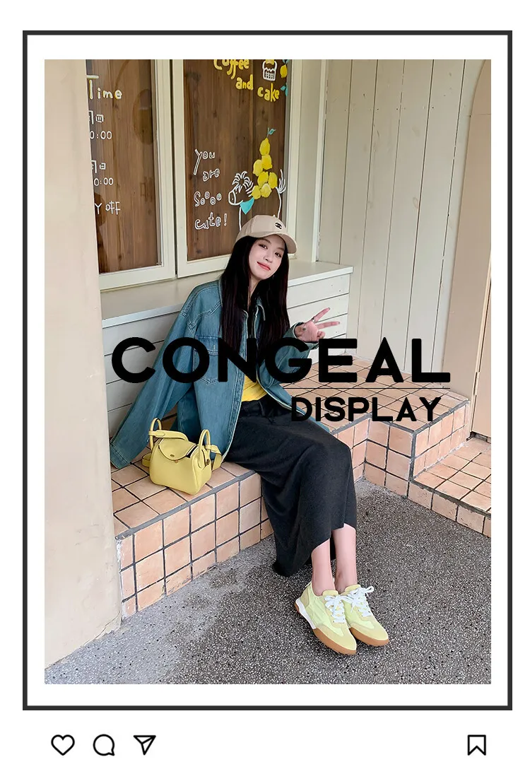 Gummy candy-colored autumn casual sneakers with hidden heel lift, round toe, color blocking, lace-up, women's shoes, 7-22f