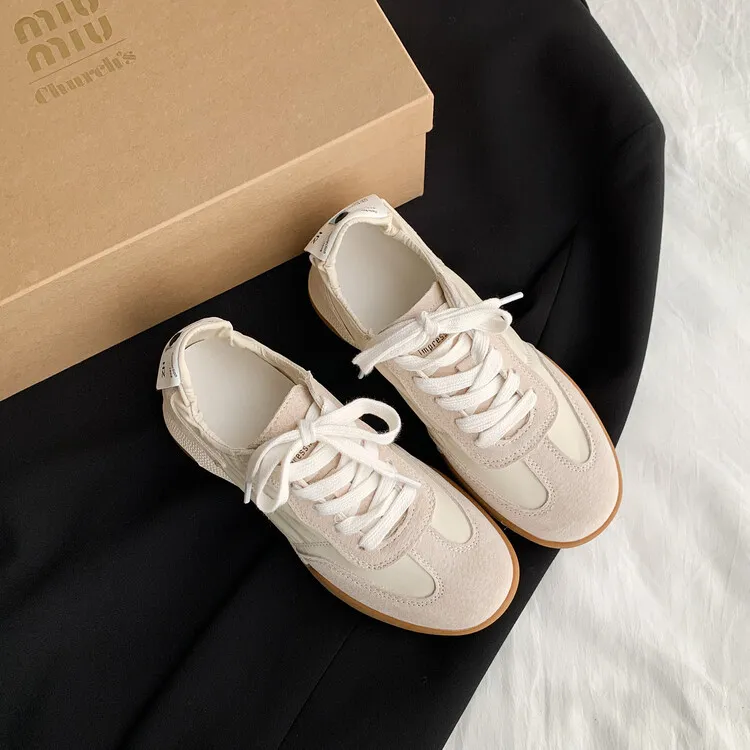 Gummy candy-colored autumn casual sneakers with hidden heel lift, round toe, color blocking, lace-up, women's shoes, 7-22f