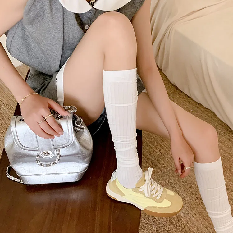 Gummy candy-colored autumn casual sneakers with hidden heel lift, round toe, color blocking, lace-up, women's shoes, 7-22f