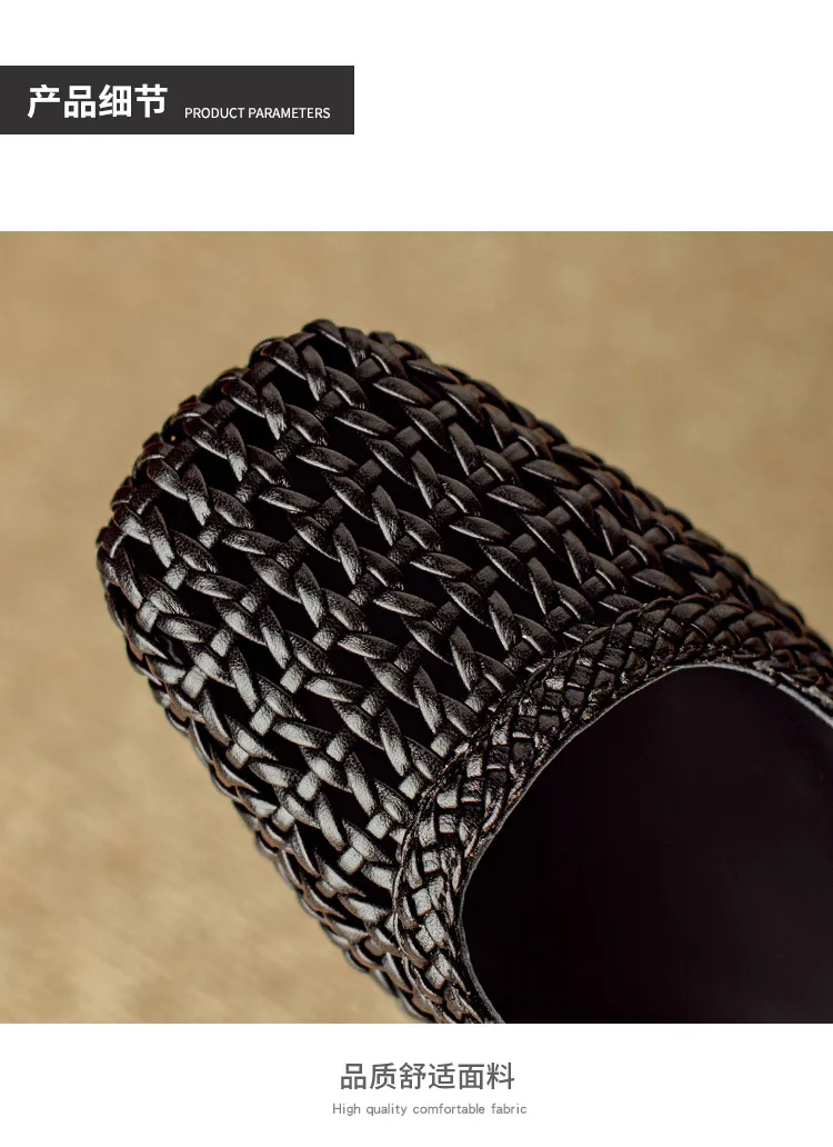 Summer fashionable chunky heel open back woven mesh women's shoes, stylish breathable hollow-out closed toe sandals