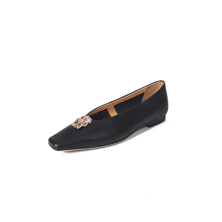 French-style leather low-heeled flat shoes, autumn and winter slip-on shoes, 8-7J