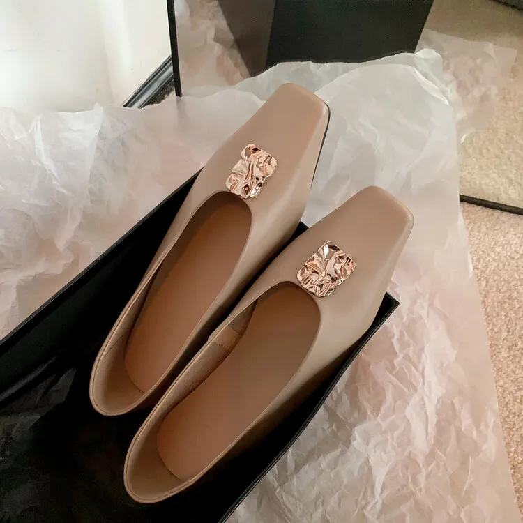 French-style leather low-heeled flat shoes, autumn and winter slip-on shoes, 8-7J