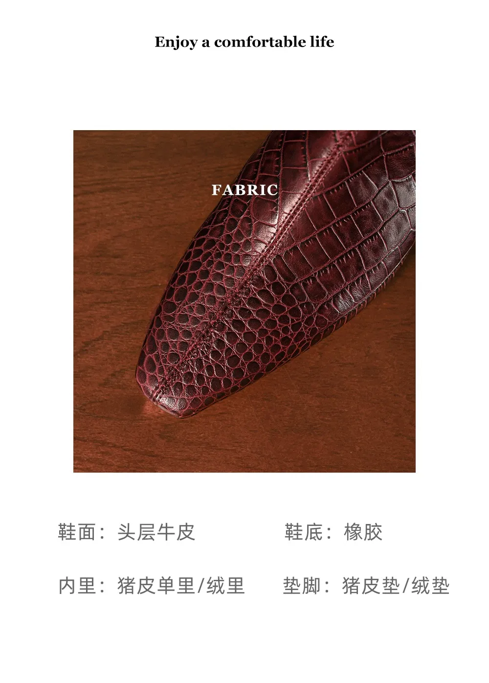 Autumn/Winter Square Toe Chunky Heel Low Heel Ankle Boots, Crocodile Pattern Cowhide, Back Zipper, Comfortable Fashion Women's Boots