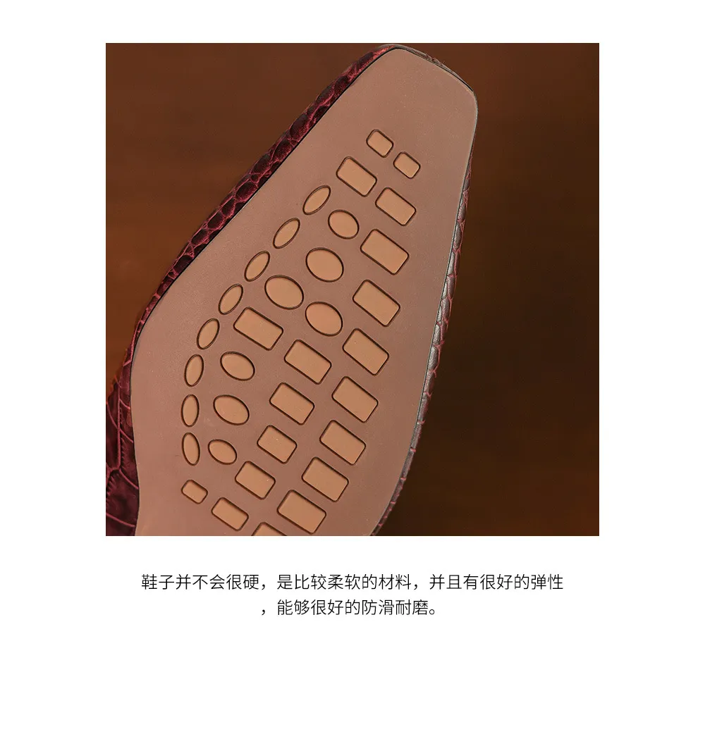 Autumn/Winter Square Toe Chunky Heel Low Heel Ankle Boots, Crocodile Pattern Cowhide, Back Zipper, Comfortable Fashion Women's Boots