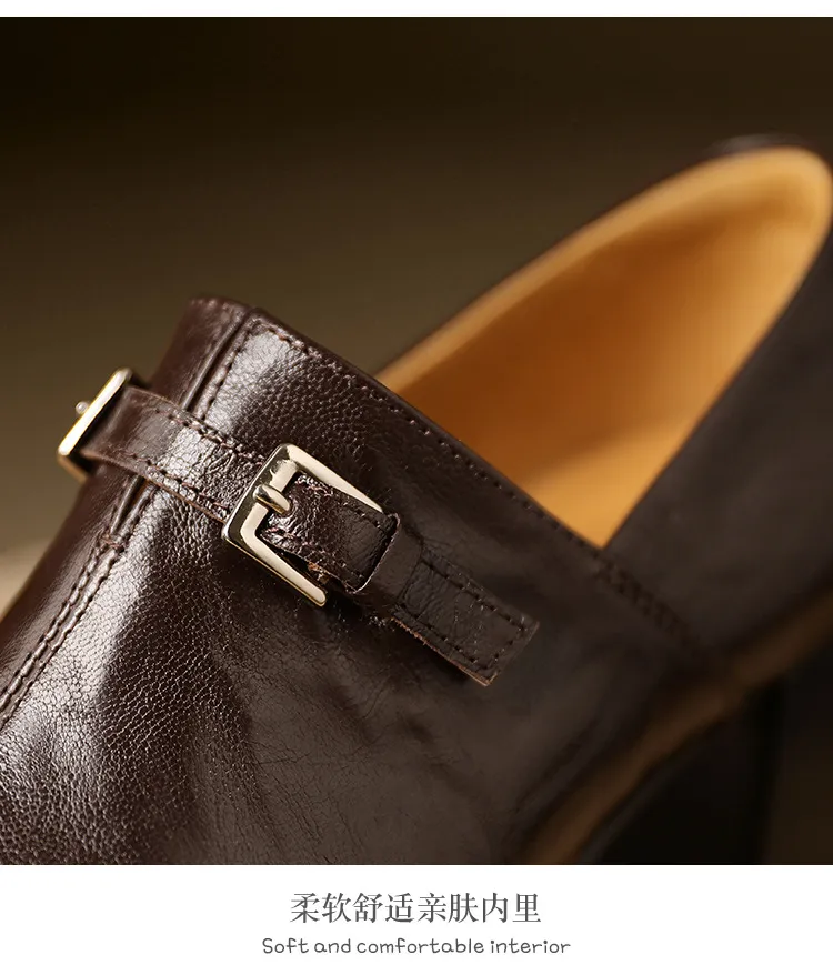 Women's French square-toe high-heeled Mary Jane shoes, plus size, retro style.