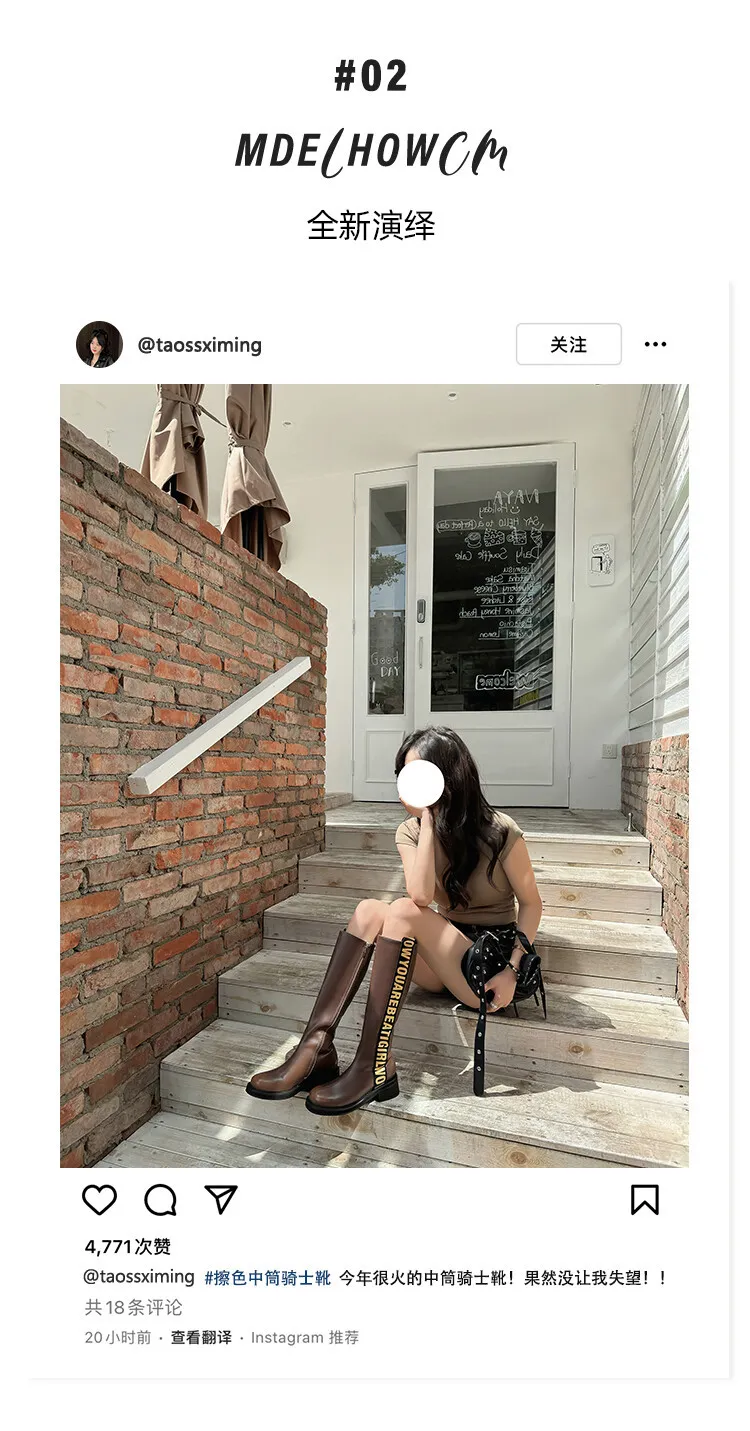 Winter chunky heel round toe high-top boots, retro cowhide casual comfortable women's boots, 9-3k side zipper boots