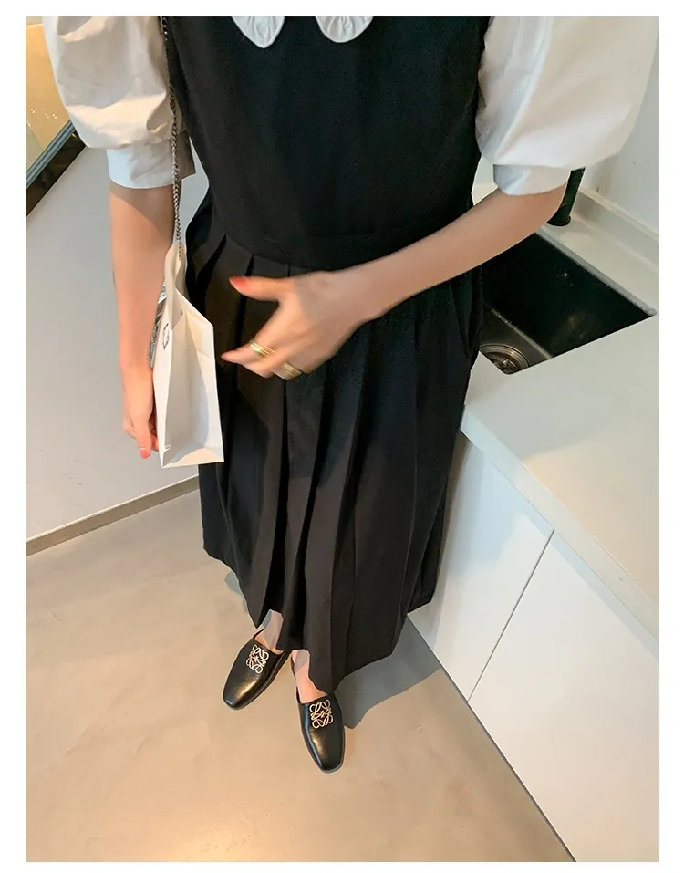 Spring/Summer Fashion Round Toe Leather Open Back Slippers Women's Shoes with Full Leather Lining and Outer Fit and Decorative Buckles