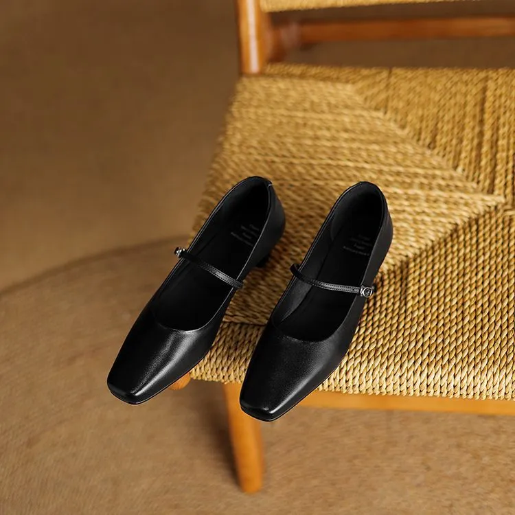 Spring square-toe chunky heel high-heeled low-cut single shoes with buckle, sheepskin fashion women's shoes 12-16b