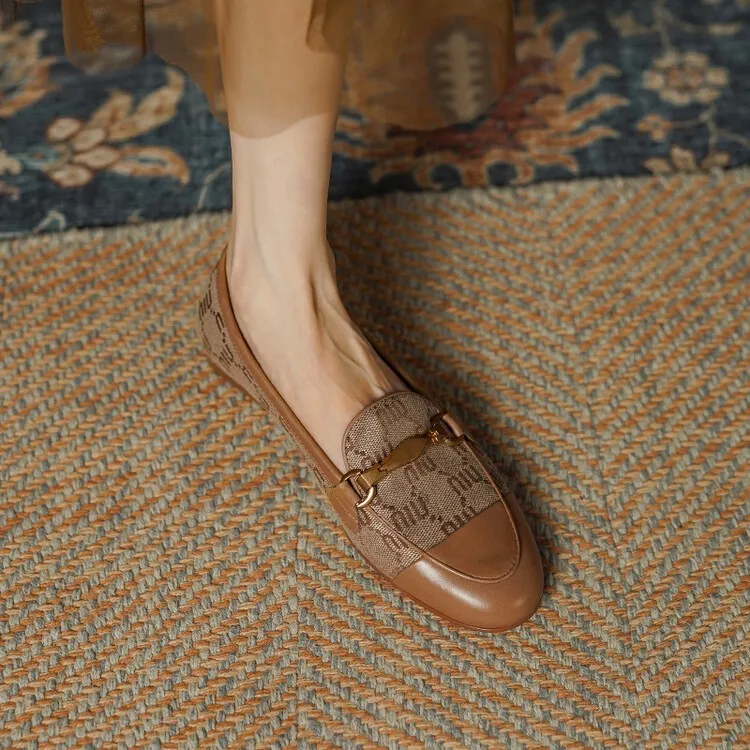 Denim patchwork loafers, deep-cut slip-on shoes, chunky heel, low heel, comfortable and simple fashion women's shoes