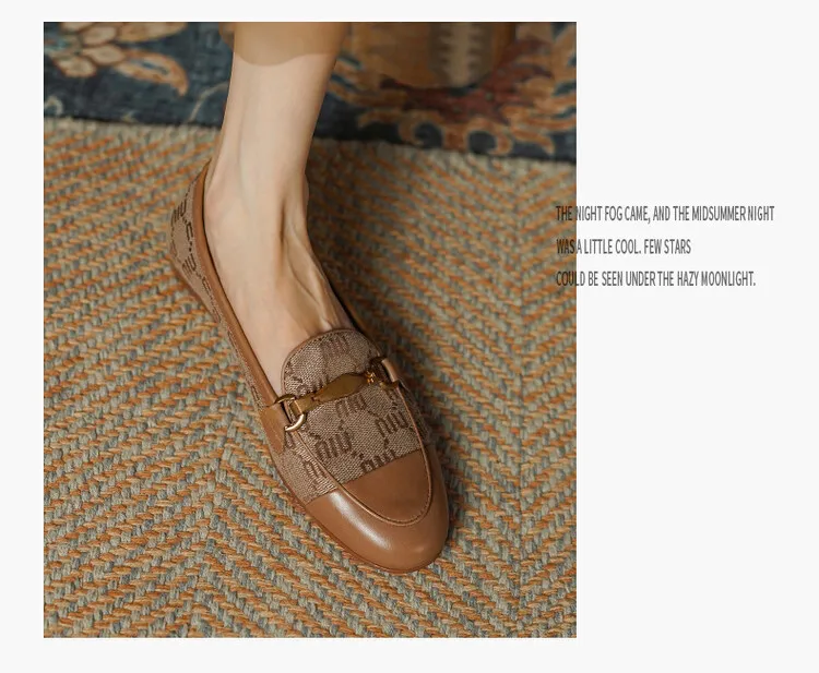 Denim patchwork loafers, deep-cut slip-on shoes, chunky heel, low heel, comfortable and simple fashion women's shoes