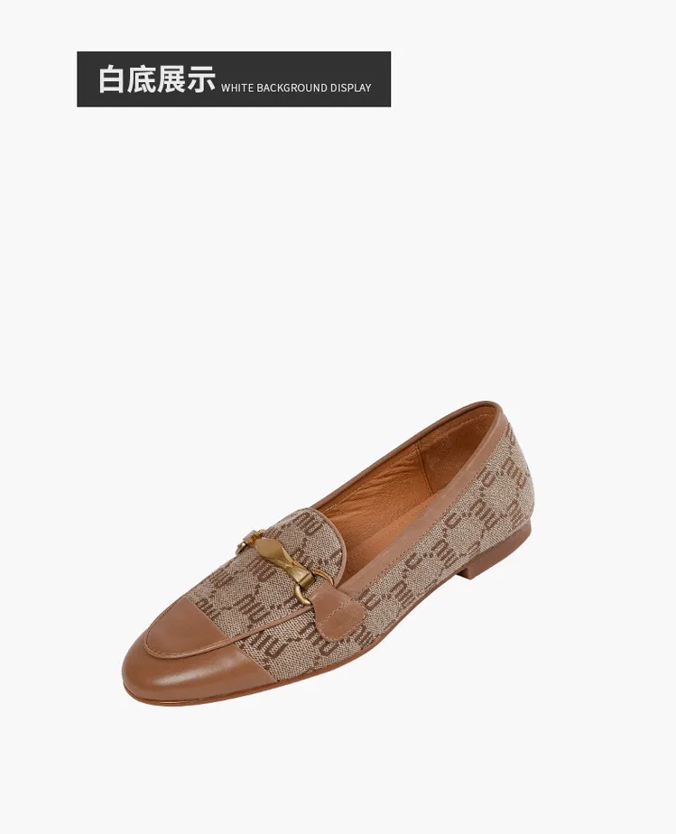 Denim patchwork loafers, deep-cut slip-on shoes, chunky heel, low heel, comfortable and simple fashion women's shoes