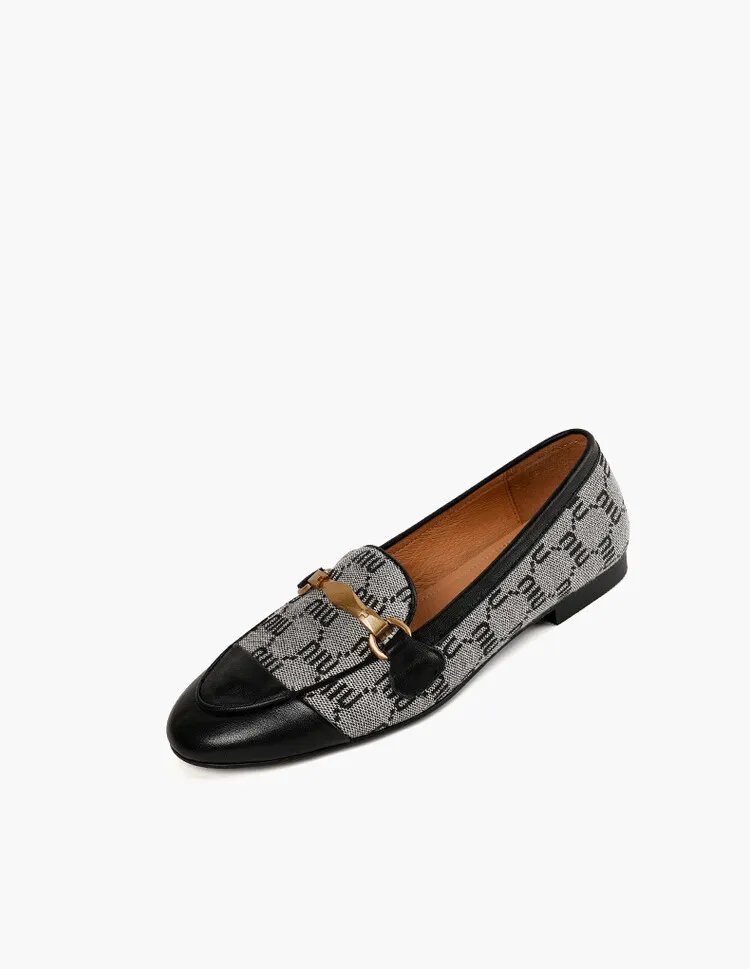 Denim patchwork loafers, deep-cut slip-on shoes, chunky heel, low heel, comfortable and simple fashion women's shoes