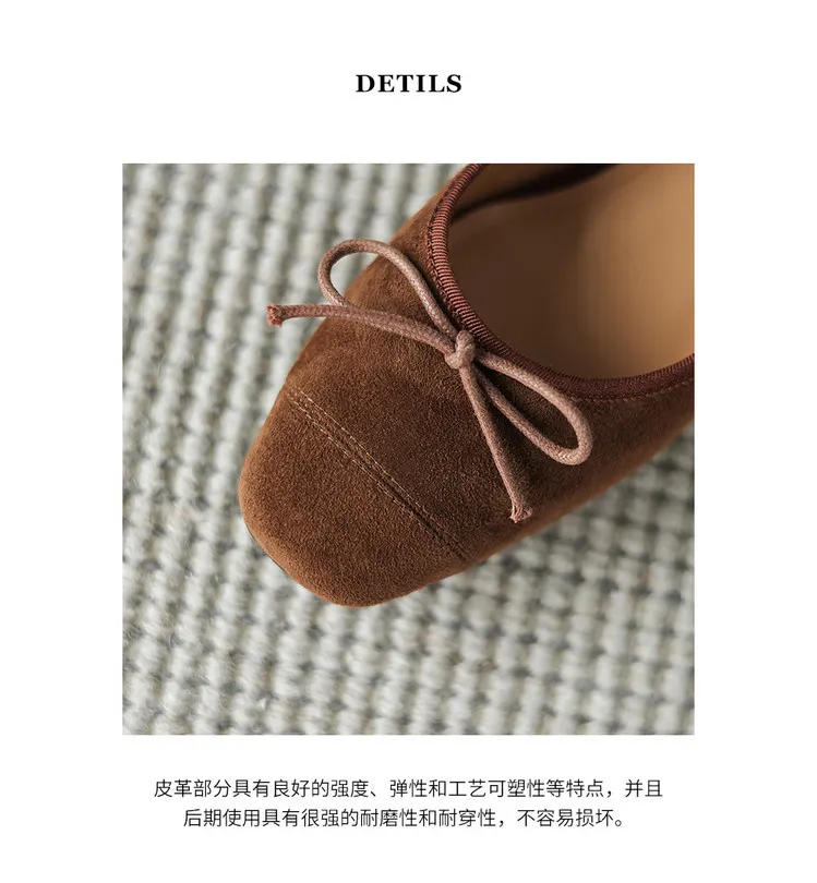 Women's Spring and Autumn Leopard Print Square Toe Low-Heeled Flats with Chunky Heel and Bow, Sheepskin Shoes 1-3a