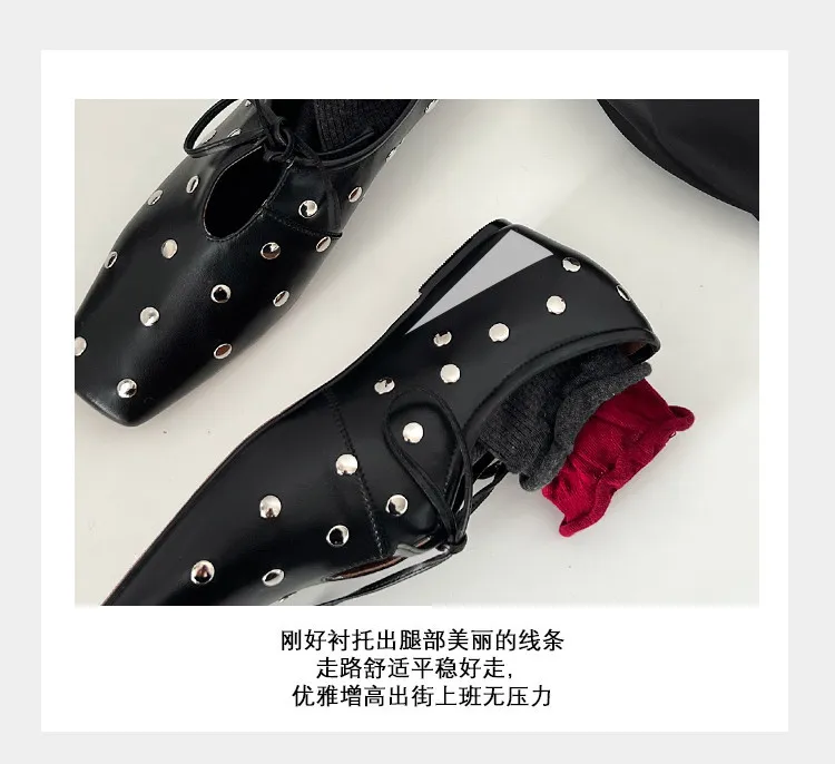 Spring square-toe single leather women's fashion shoes in black, brown, and off-white are hot-selling 1-11a
