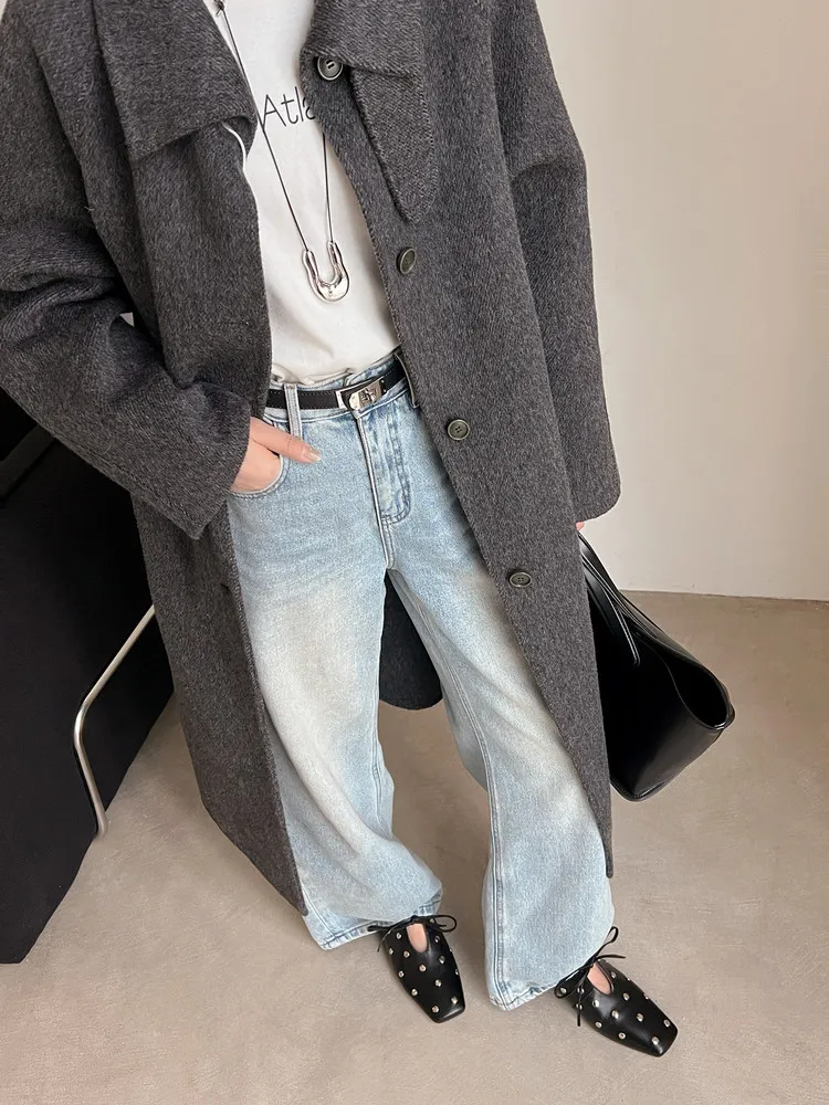 Spring square-toe single leather women's fashion shoes in black, brown, and off-white are hot-selling 1-11a