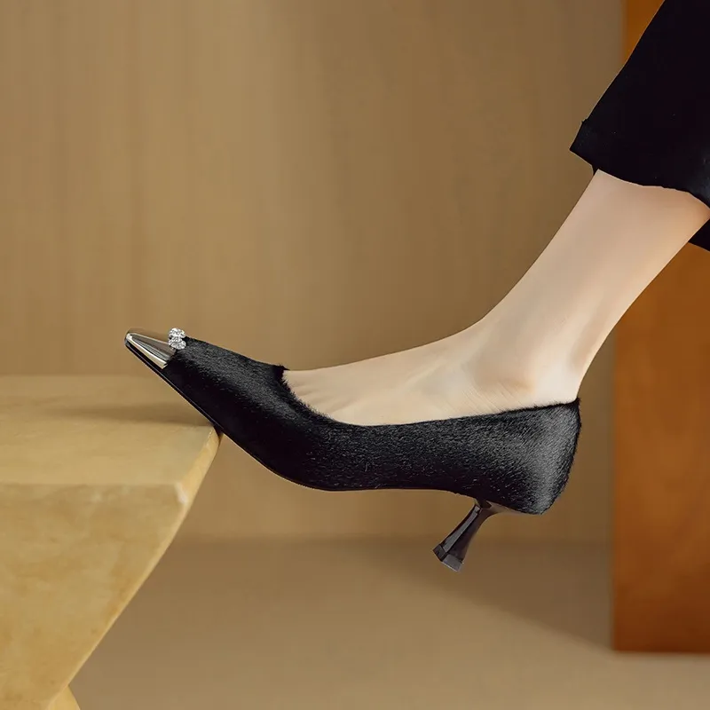 Spring square-toe, low-cut, stiletto heeled women's fashion shoes