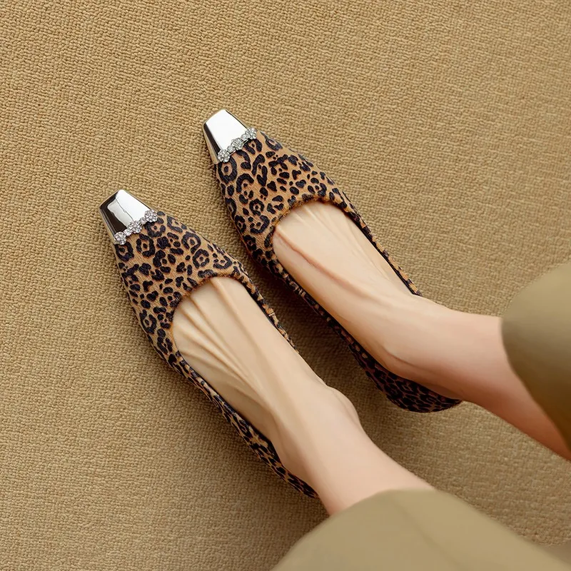 Spring square-toe, low-cut, stiletto heeled women's fashion shoes
