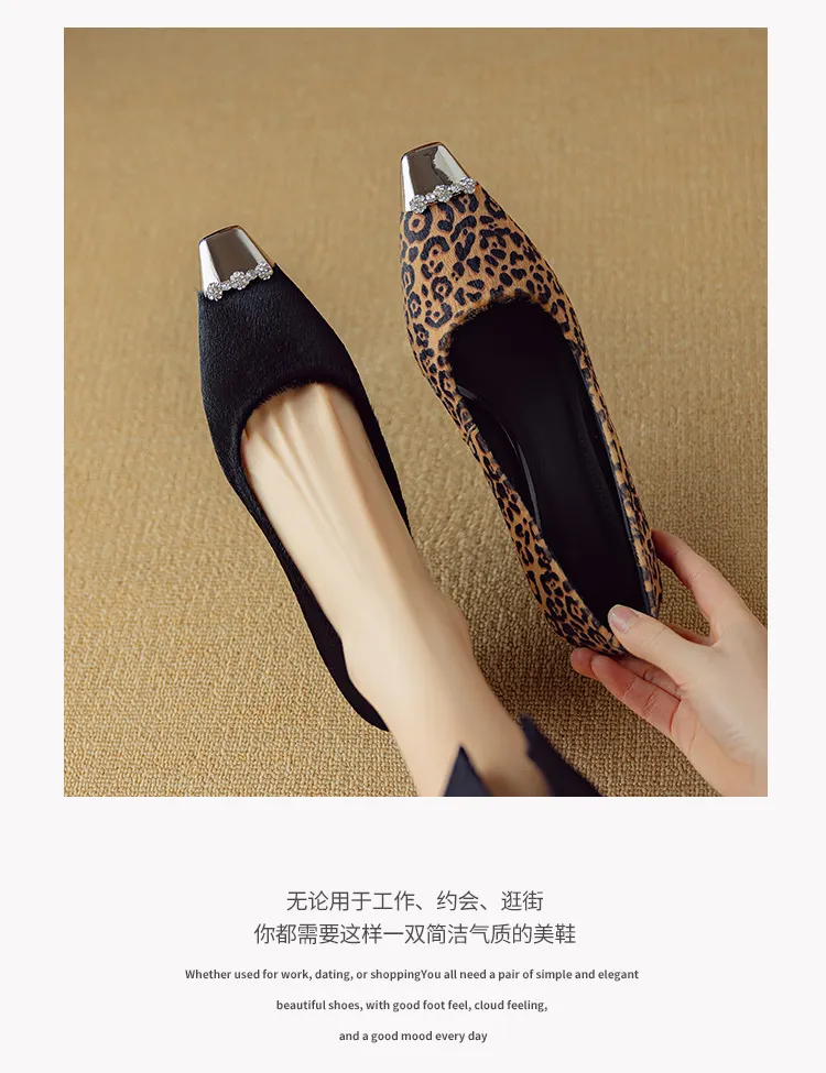 Spring square-toe, low-cut, stiletto heeled women's fashion shoes