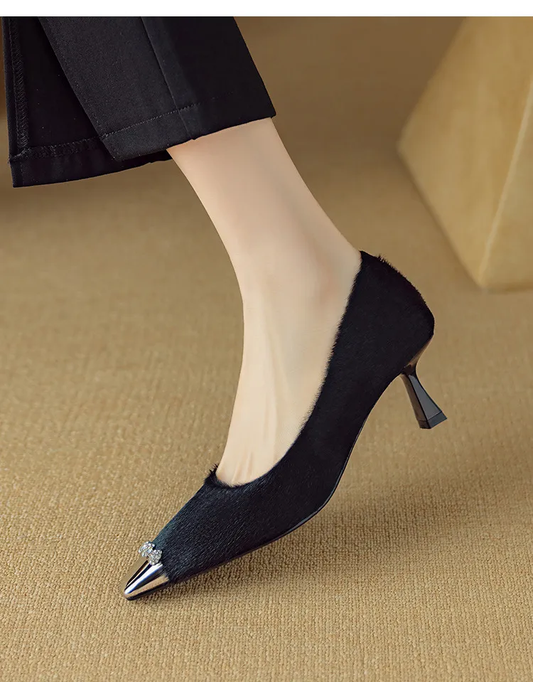 Spring square-toe, low-cut, stiletto heeled women's fashion shoes