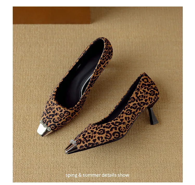 Spring square-toe, low-cut, stiletto heeled women's fashion shoes