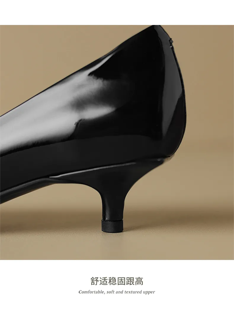 Spring pointed-toe stiletto mid-heel flats with rhinestone square buckle fashion shoes for women