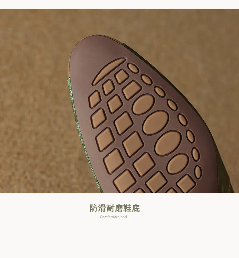 Chinese style fashionable single-strap spring chunky heel mid-heel round toe cowhide low-cut color-block fashion women's shoes