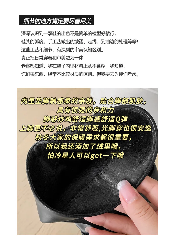 Autumn/Winter Short Leather Thick-Soled British Style Women's Boots with Straight Shaft, Round Toe, Chunky Heel, and Belt Buckle