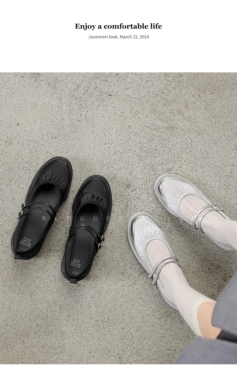 Comfortable sporty platform double-breasted Mary Jane shoes for spring and autumn, low-heeled, flat, round-toe, black and silver genuine leather.