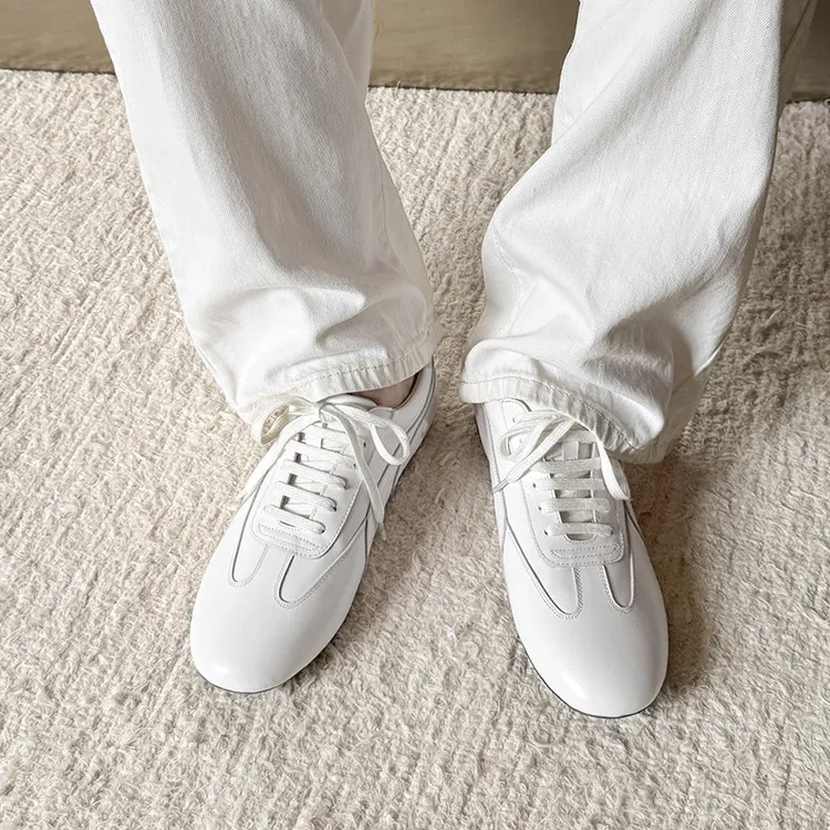 Spring round-toe lace-up flats, sheepskin fashion shoes, women's sheepskin shoes, white, pink, purple, 11-9c