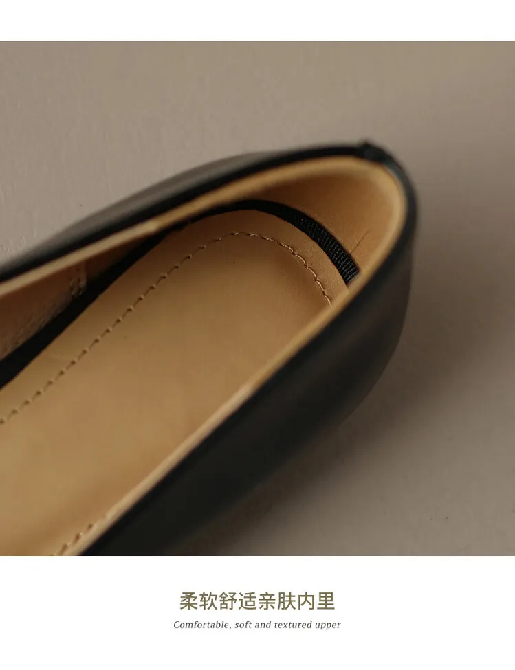 Spring square-toe low-heeled flat shoes with pearl and flower fairy style cowhide fashion shoes for women