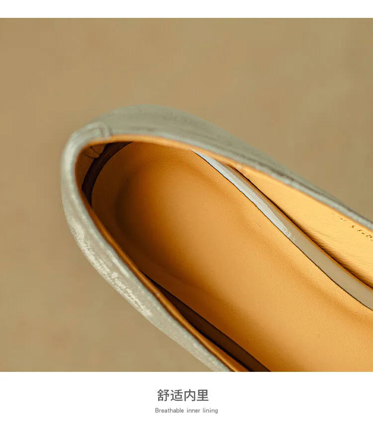 Spring square-toe rhinestone buckle single shoes with chunky heels, low-cut, slip-on design, new Chinese style women's shoes